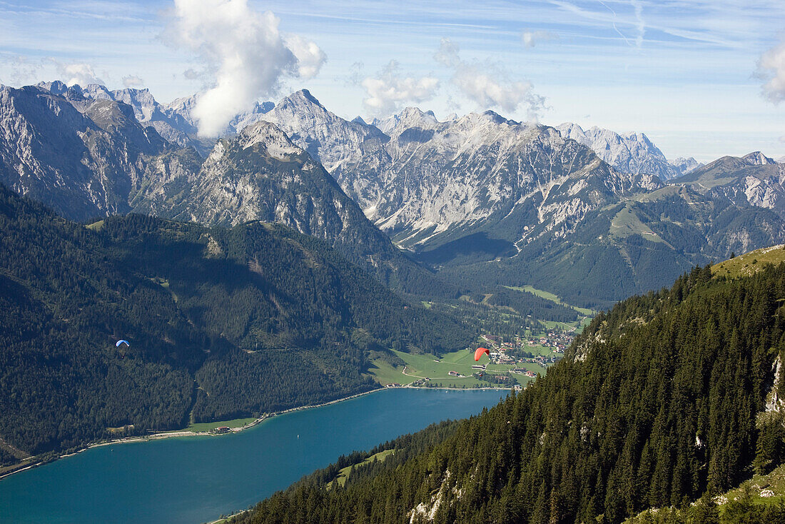 Lake Achensee, view towards the Karwendel Mountains from Rofan, Austria