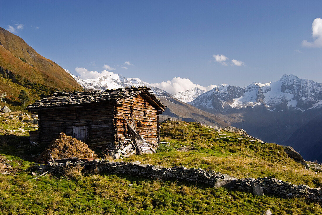 Mountain hut in the Zillertal Alps, Tyrol, Austria