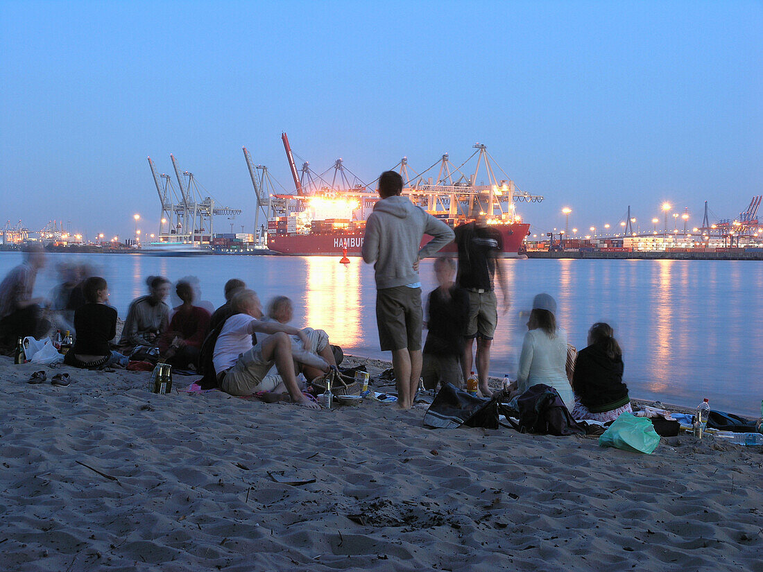 Group of young people on the City Beach, Hamburg, Germany