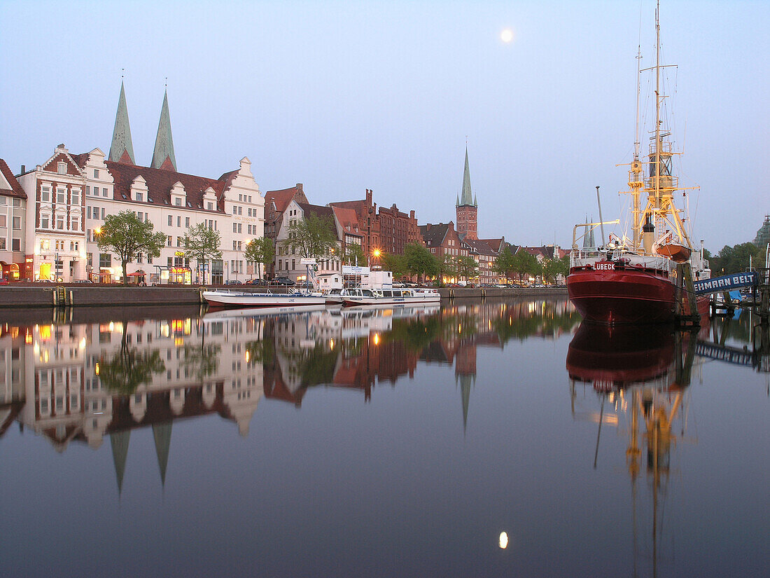 Old Harbour and River Trave, Hanseatic City of Lübeck, Schleswig Holstein, Germany