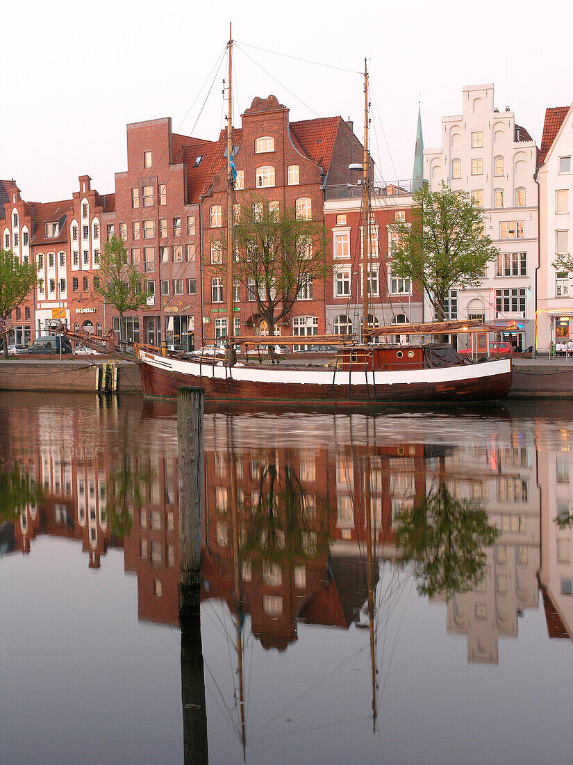 Old Harbour and River Trave, Hanseatic City of Lübeck, Schleswig Holstein, Germany