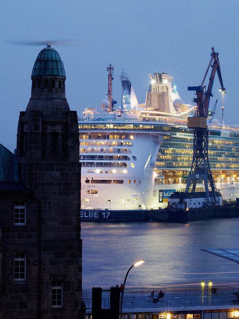 Cruiser Freedom of the Seas in dockyard, Hamburg, Germany