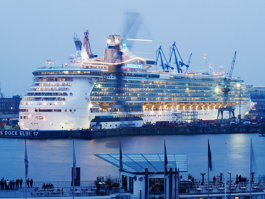 Cruise Ship Freedom of the Seas in the shipyard, Hanseatic City of Hamburg, Germany