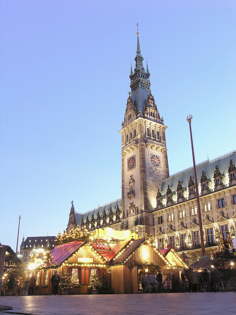 Christmas fair near town hall, Hamburg, Germany