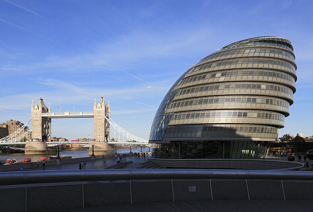 City Hall and Tower Bridge, Southwark, London, England, England, United Kingdom