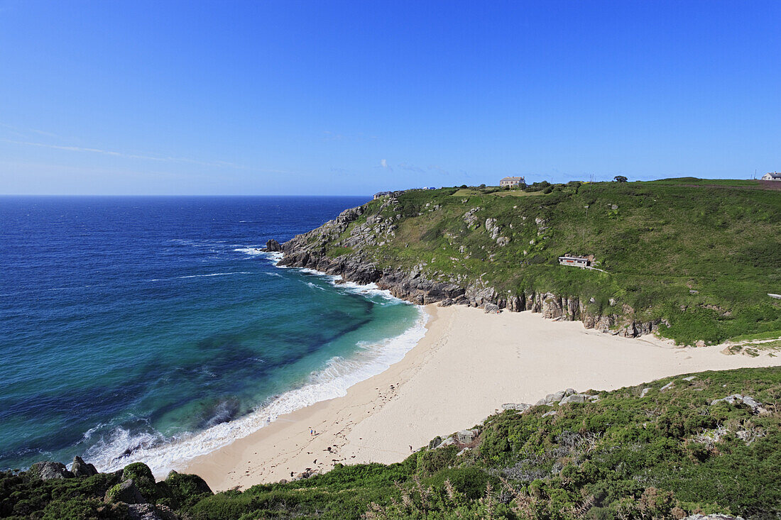 Porthcurno Beach, Penwith, Cornwall, England, Großbritannien