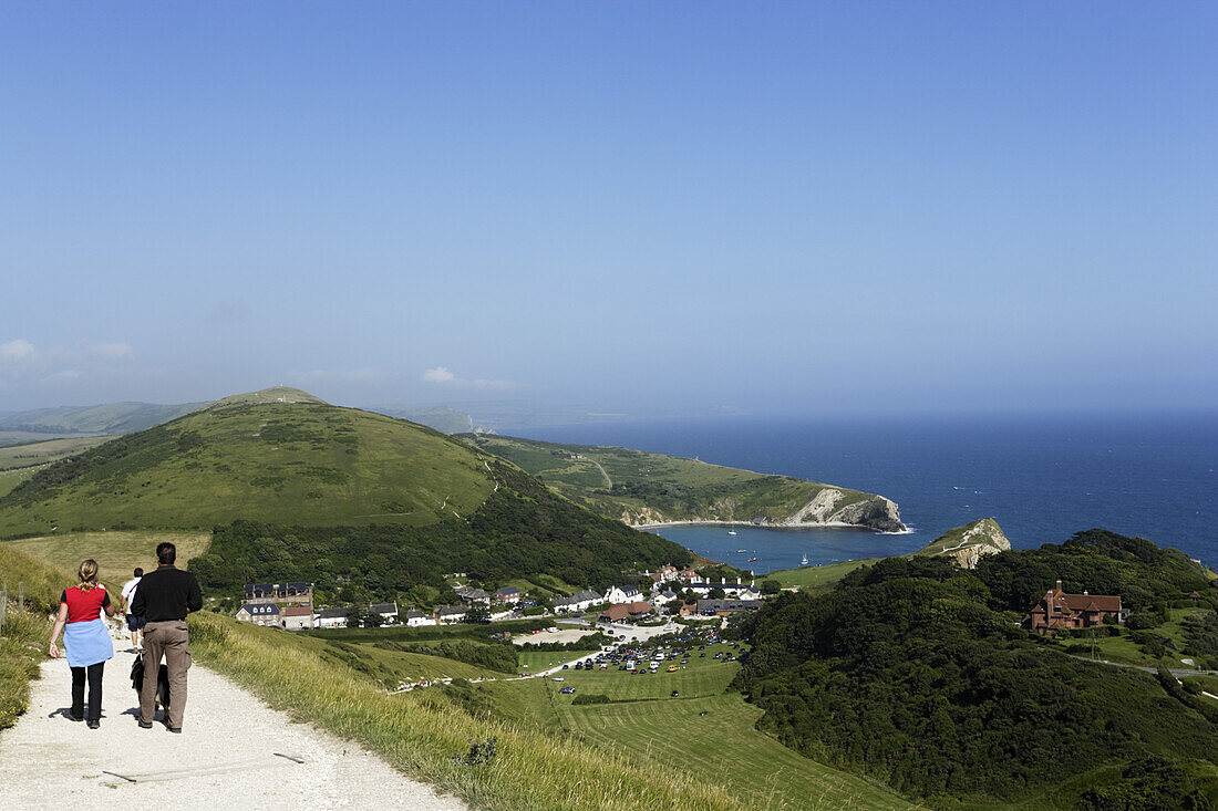 High angle view of the Lulworth Cove, Dorset, England, United Kingdom