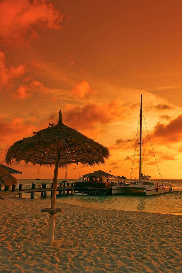 Aruba Palm beach, Strand, Niederländische Antillen, Sonnenuntergang