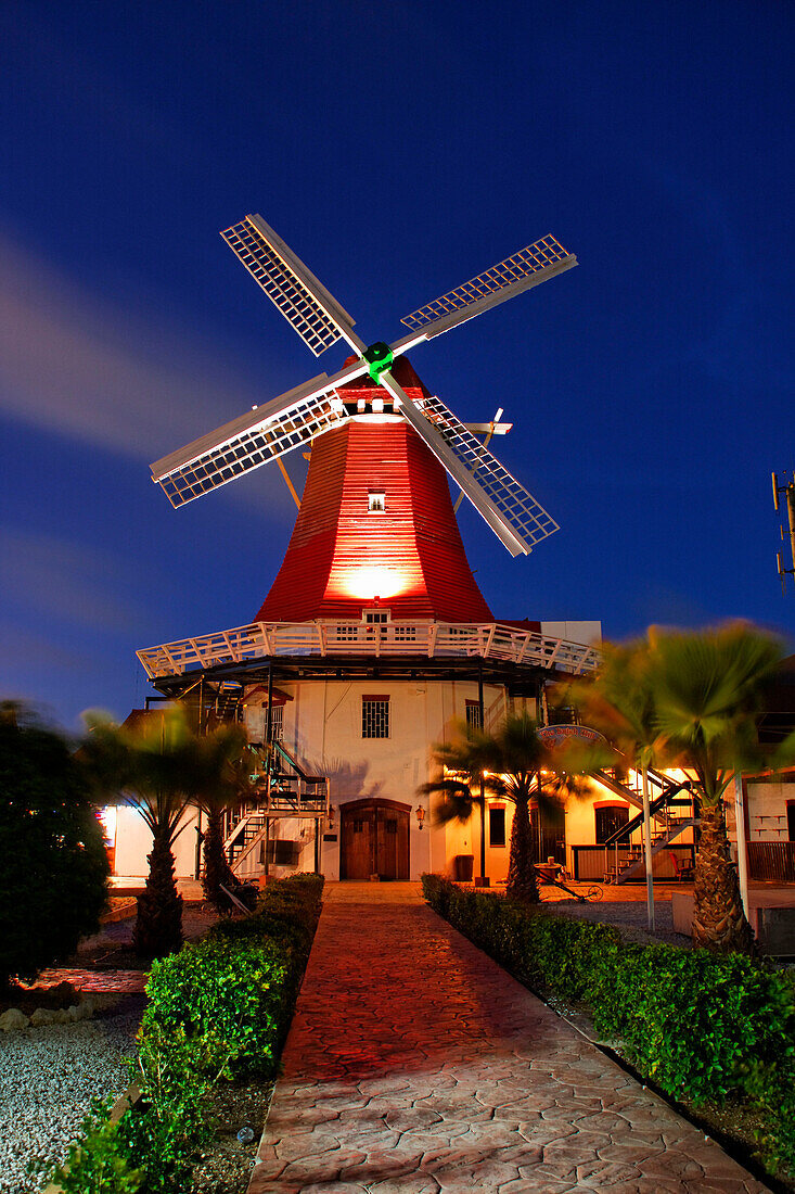 West Indies, Aruba, The Mill, dutch wind mill, De Olde Molen at twilight