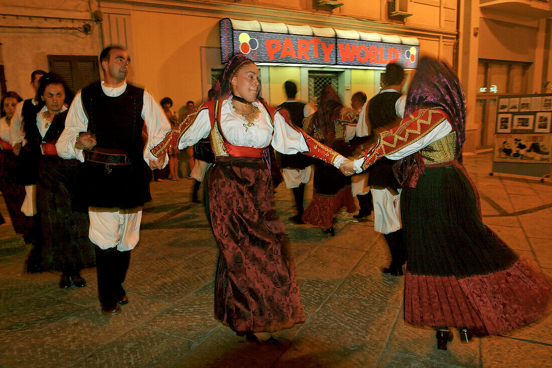 Italy Sardinia Olbia, dance performance with  traditional costumes