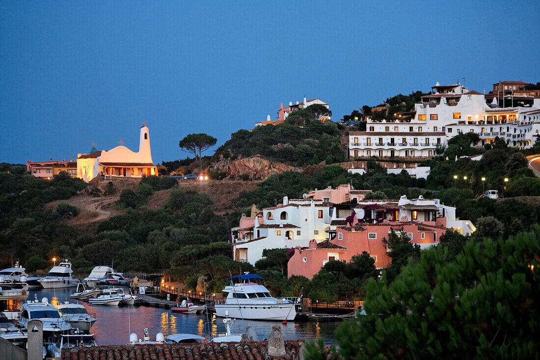 Italy Sardinia Costa Smeralda Porto Cervo Stella Maris church near Yachting Port