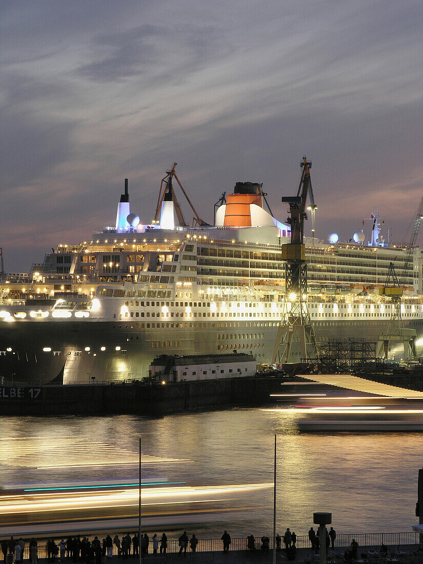 Queen Mary 2 in dockyard, Hamburg, Germany