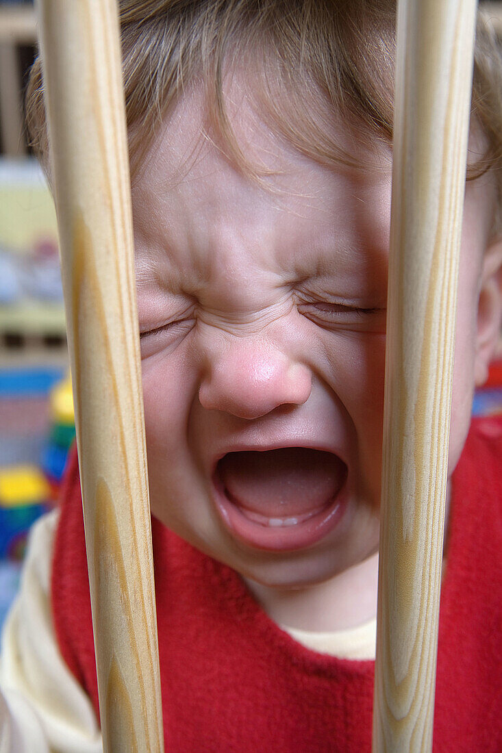 Baby screaming in playpen