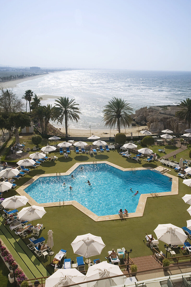 OMAN-Muscat-Qurm Area: Crowne Plaza Hotel Pool and Qurm Beach