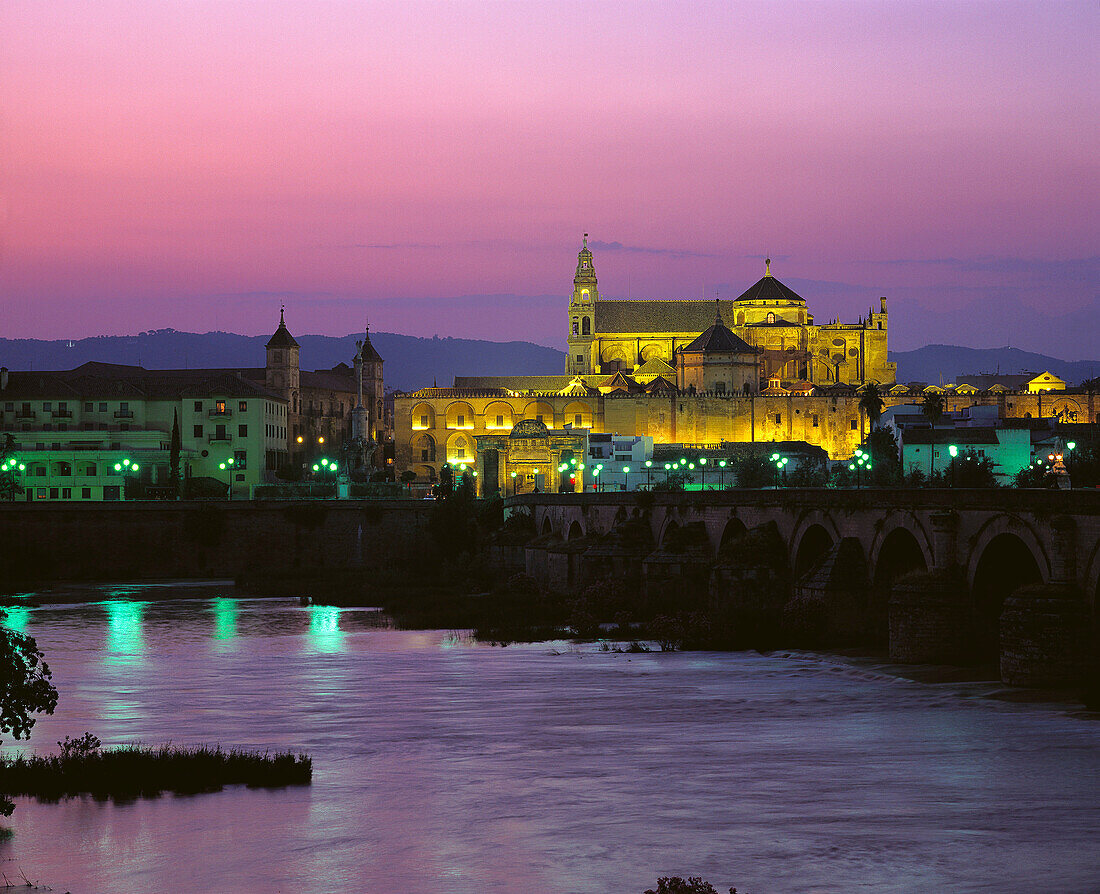 Roman bridge and mosque, Cordoba. Andalucia, Spain