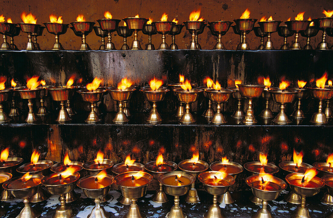 Yak butter candles in Jokhang temple, Lhasa. Tibet