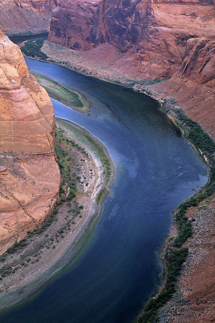 Morning light at Horseshoe Bend, Colorado River canyon detail, near Page, Arizona, USA