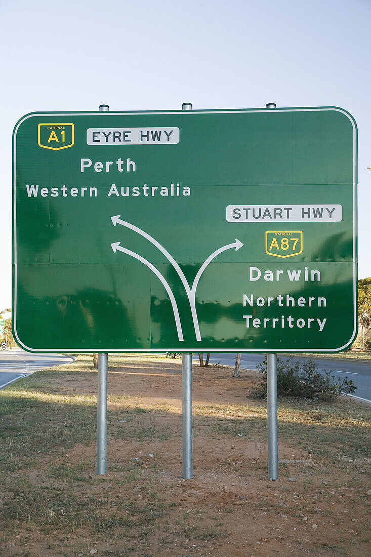 Sign for Perth and Darwin, Port Augusta, South Australia, Australia