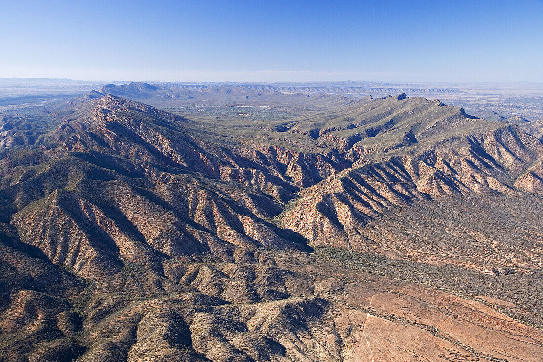 Edeowie Gorge, Wilpena Pound, Flinders Ranges, South Australia, Australia - aerial
