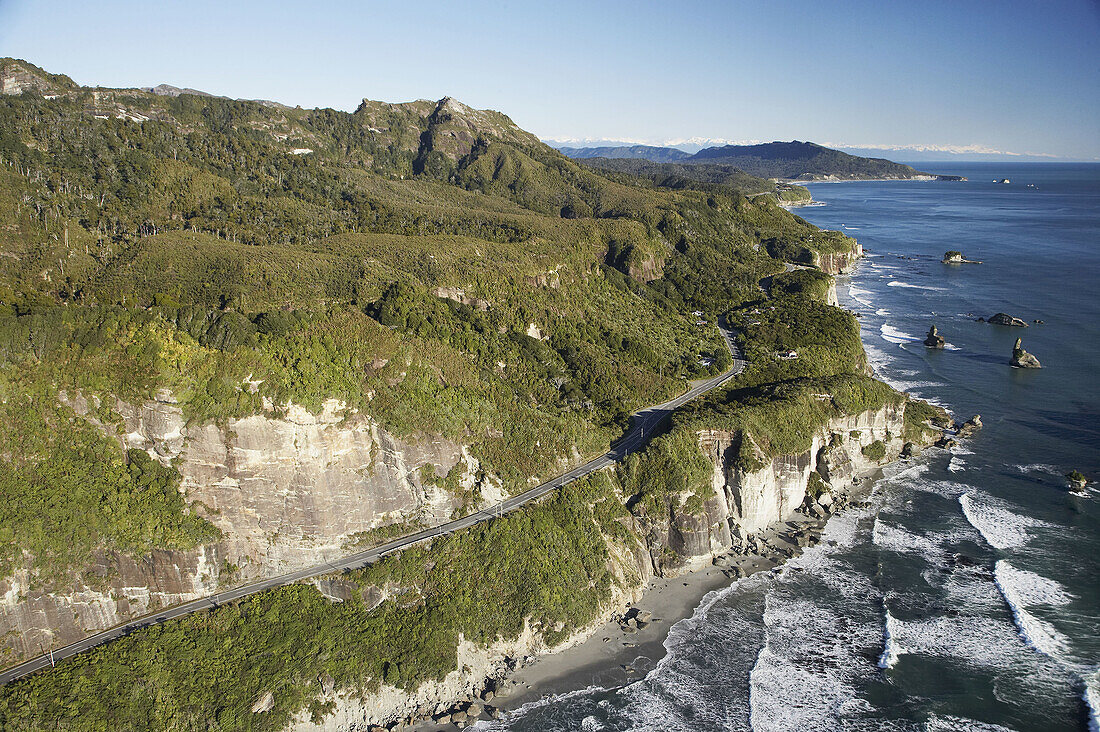 Twelve Mile Bluff, north of Greymouth, West Coast, South Island, New Zealand - aerial