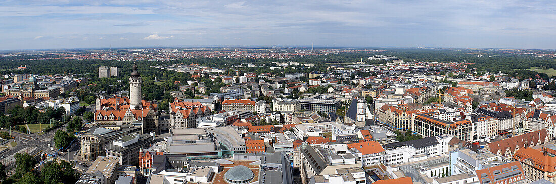 Blick über die Innenstadt von Leipzig, Sachsen, Deutschland