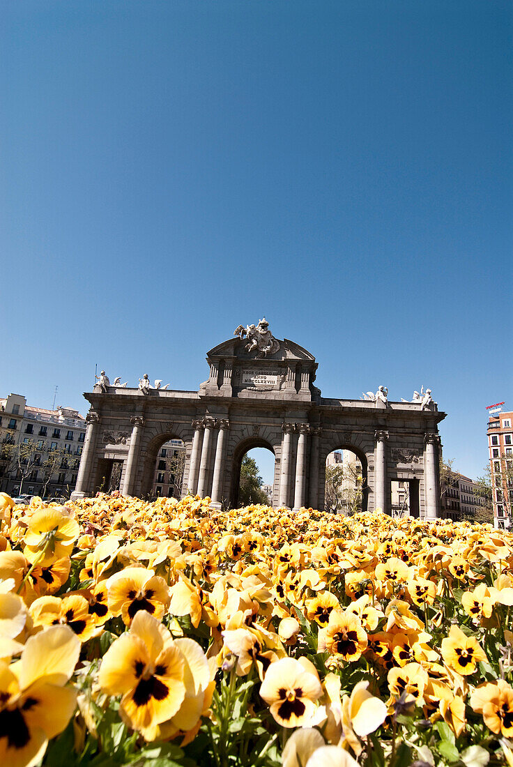 Puerta de alcala, a monumental gate in the Plaza de la Independencia, Madrid, Spain