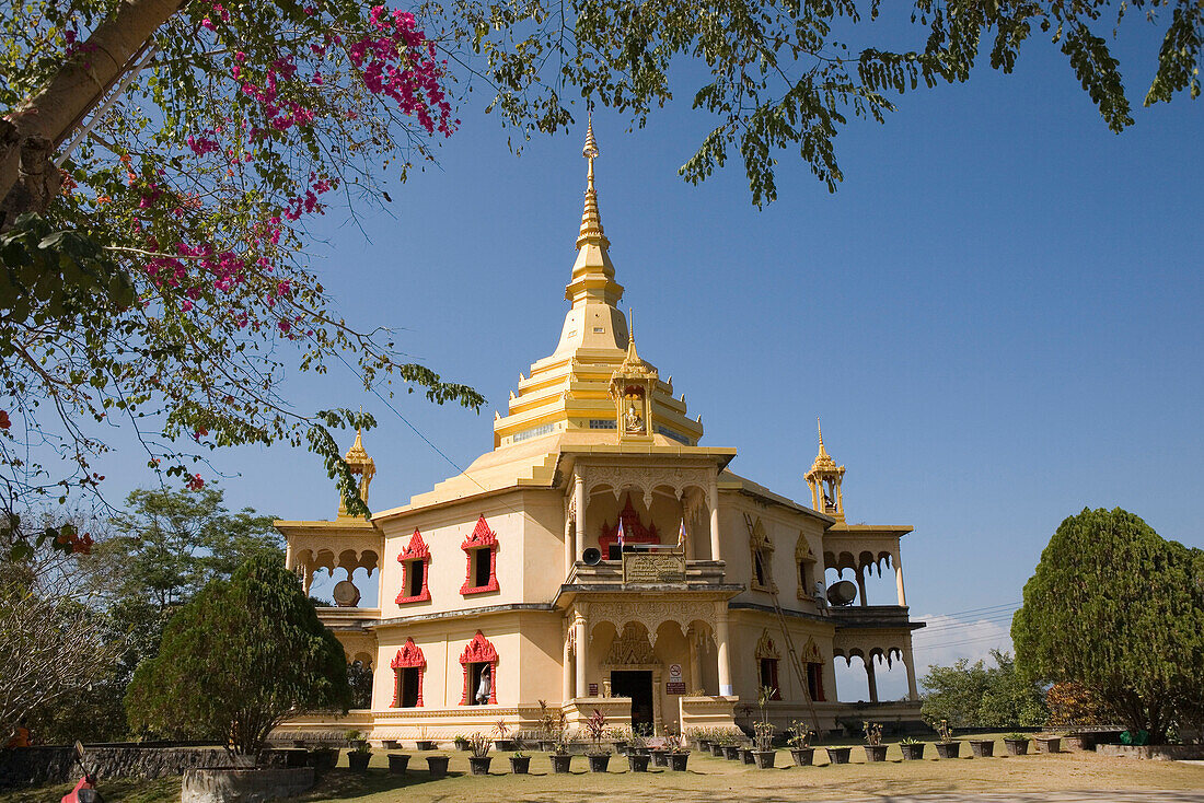 Monastery Vat Pa Phonphao under blue sky, Luang Prabang, Laos