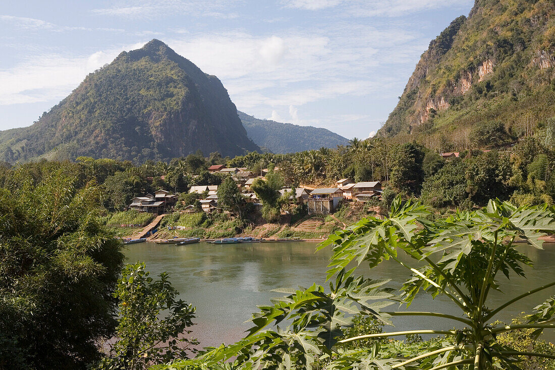 View at the village Nong Kiao at the river Nam Ou, Luang Prabang province, Laos