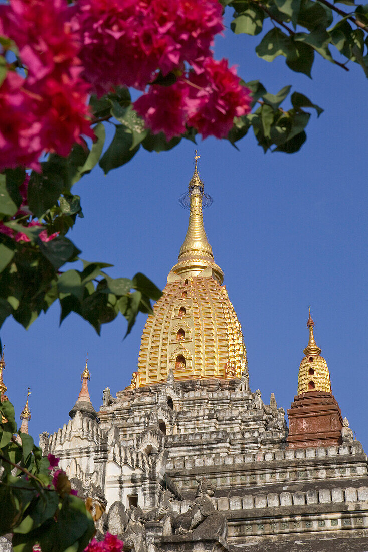 Pagode mit goldener Stupa in Bagan, Myanmar, Burma