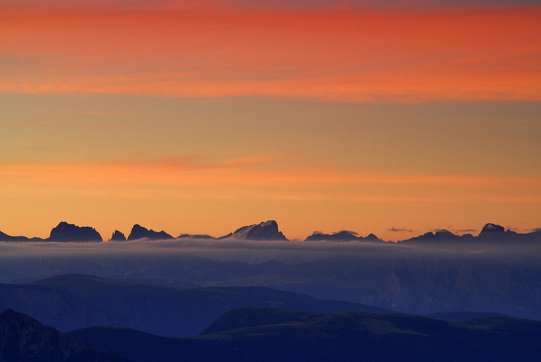 Silhouette of the Dolomites, South Tyrol, Italy