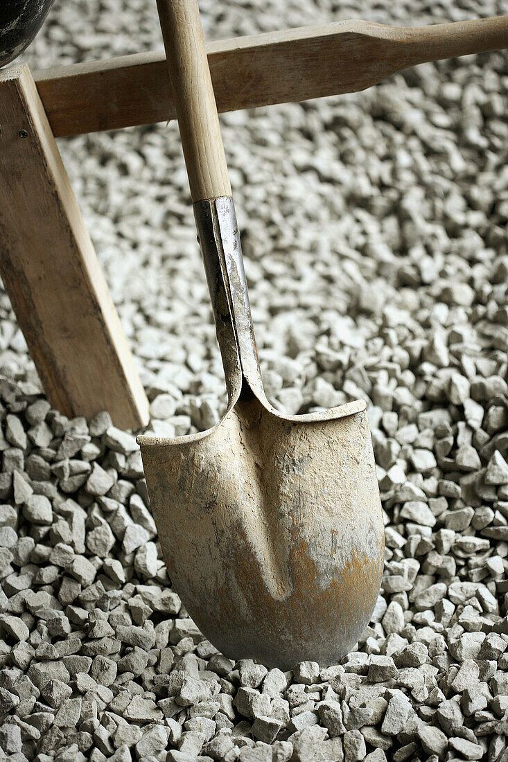 Shovel in gravel