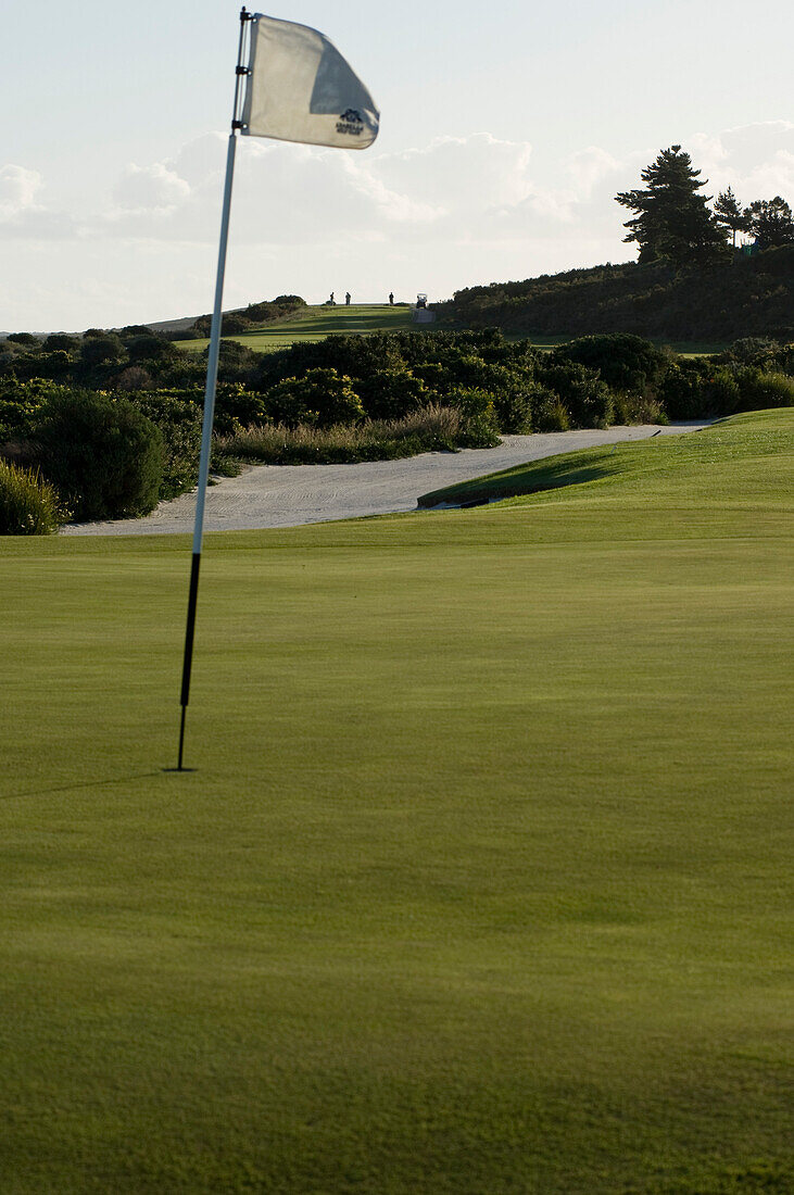 Golf flag at the golf course of the Arabella Western Cape Hotel & Spa, Hermanus, Western Cape, South Africa, Africa