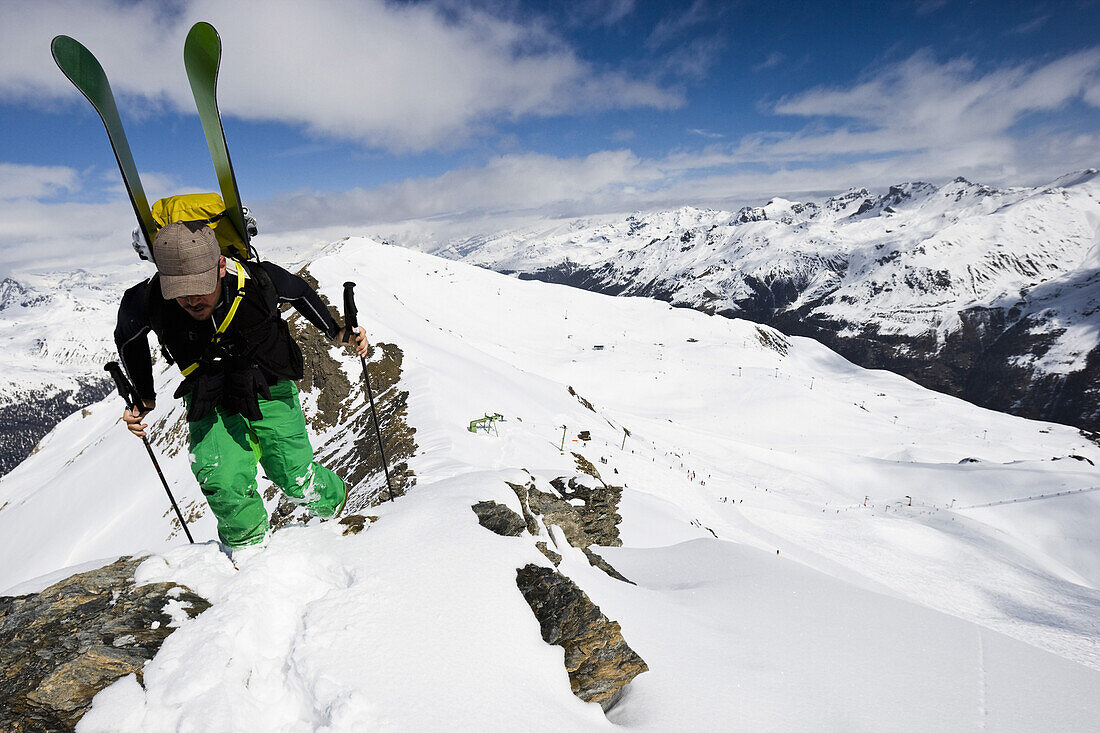 Freerider ascenting, Zinal, Canton of Valais, Switzerland