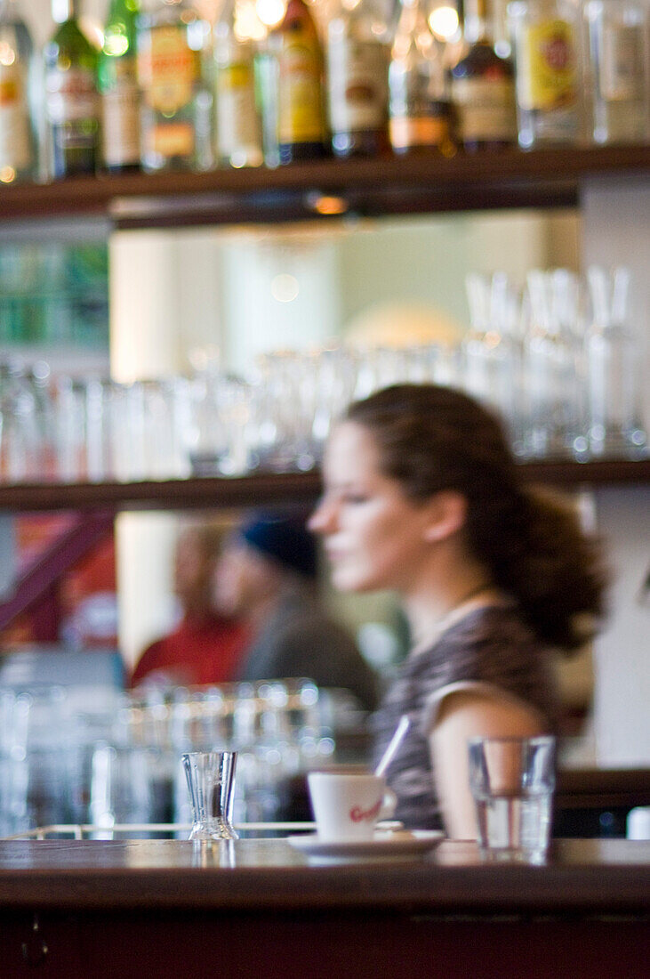 Waitress in a cafe, Ingolstadt, Bavaria, Germany