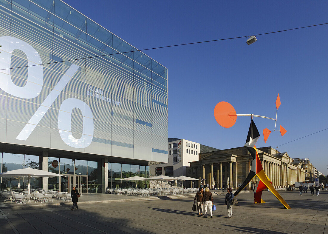 Castle square with Kunstmuseum and Konigsbau, Stuttgart, Baden-Wurttemberg, Germany