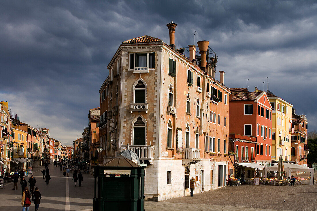 View from Ponte de la Veneta Marina into Via Garibaldi, on the left, and Riva Sette Martiri, on the right, Venice, Italy, Europe