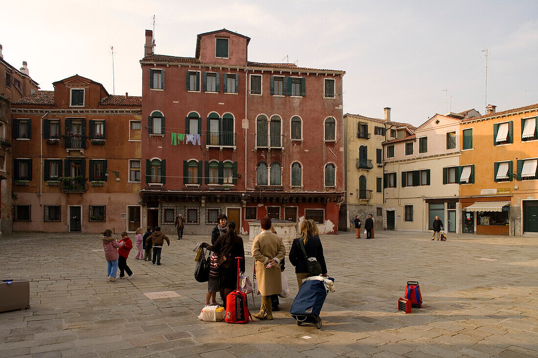 Street scene at Campo San Stin at Sestiere de San Polo, Venice, Italy, Europe
