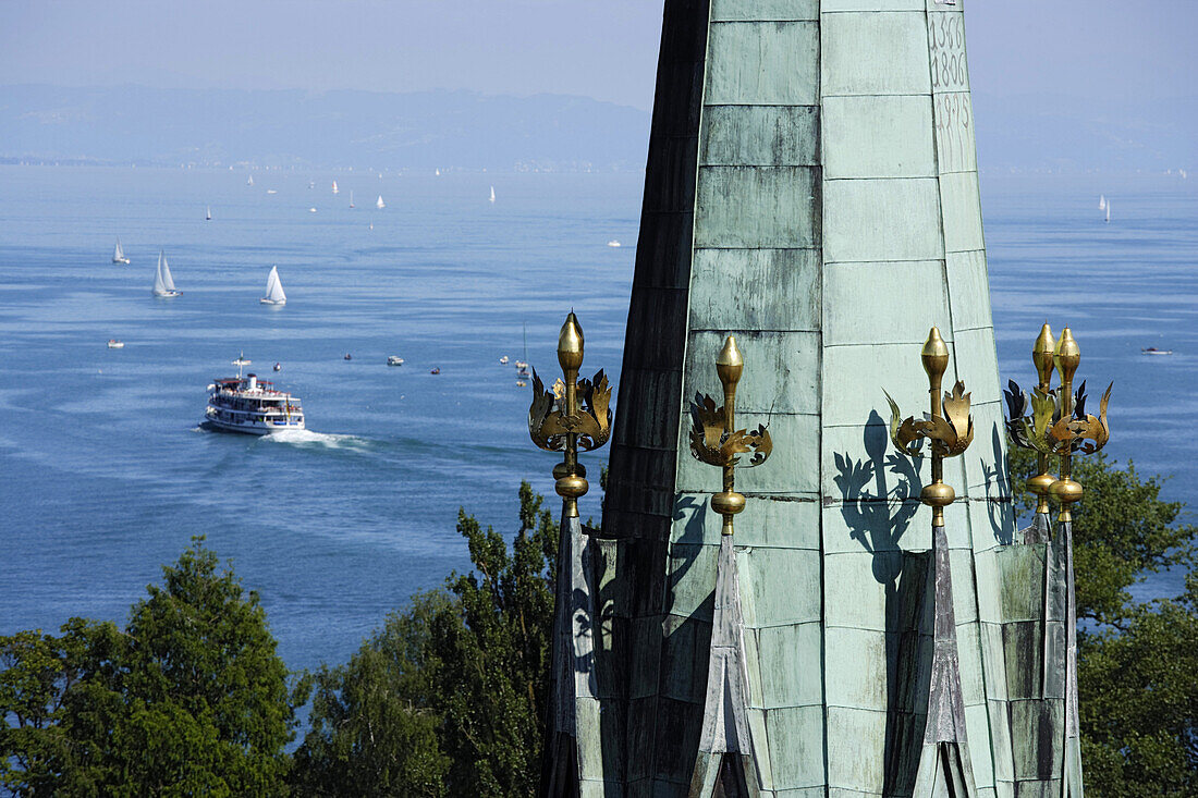 Blick von der St. Stephanskirche über den Bodensee, Konstanz, Baden-Württemberg, Deutschland