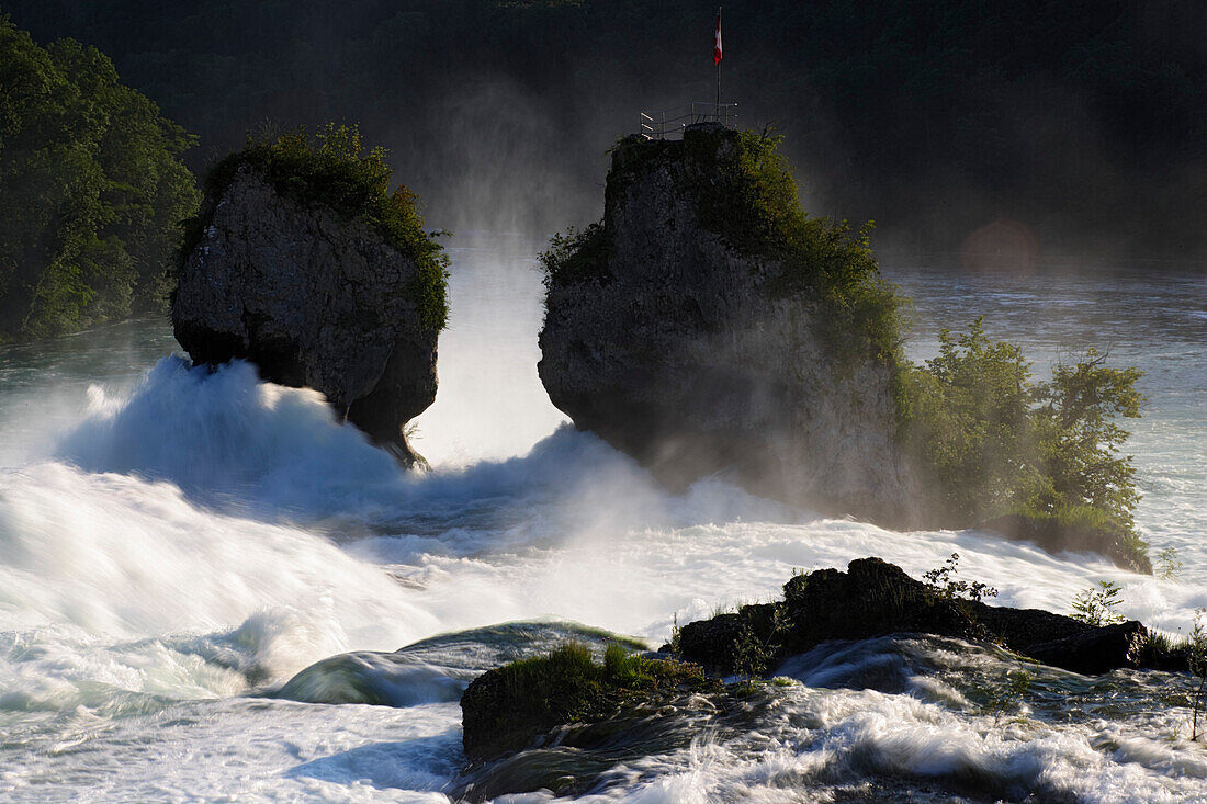 Rhine Falls (Europe's largest waterfall) and Laufen castle, Laufen-Uhwiesen, Canton of Zurich, Switzerland