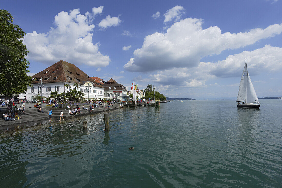 Sailing boat on Lake Constance, Uberlingen, Baden-Wurttemberg, Germany