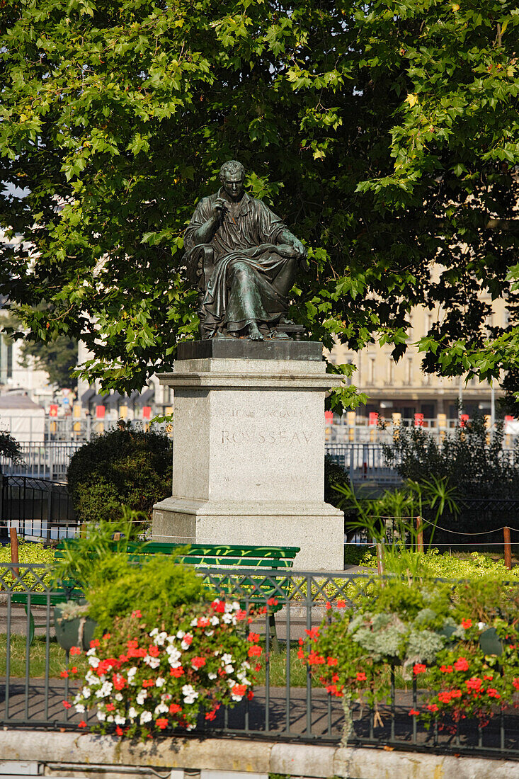 Statue of Jean-Jacques Rousseau, Geneva, Canton of Geneva, Switzerland