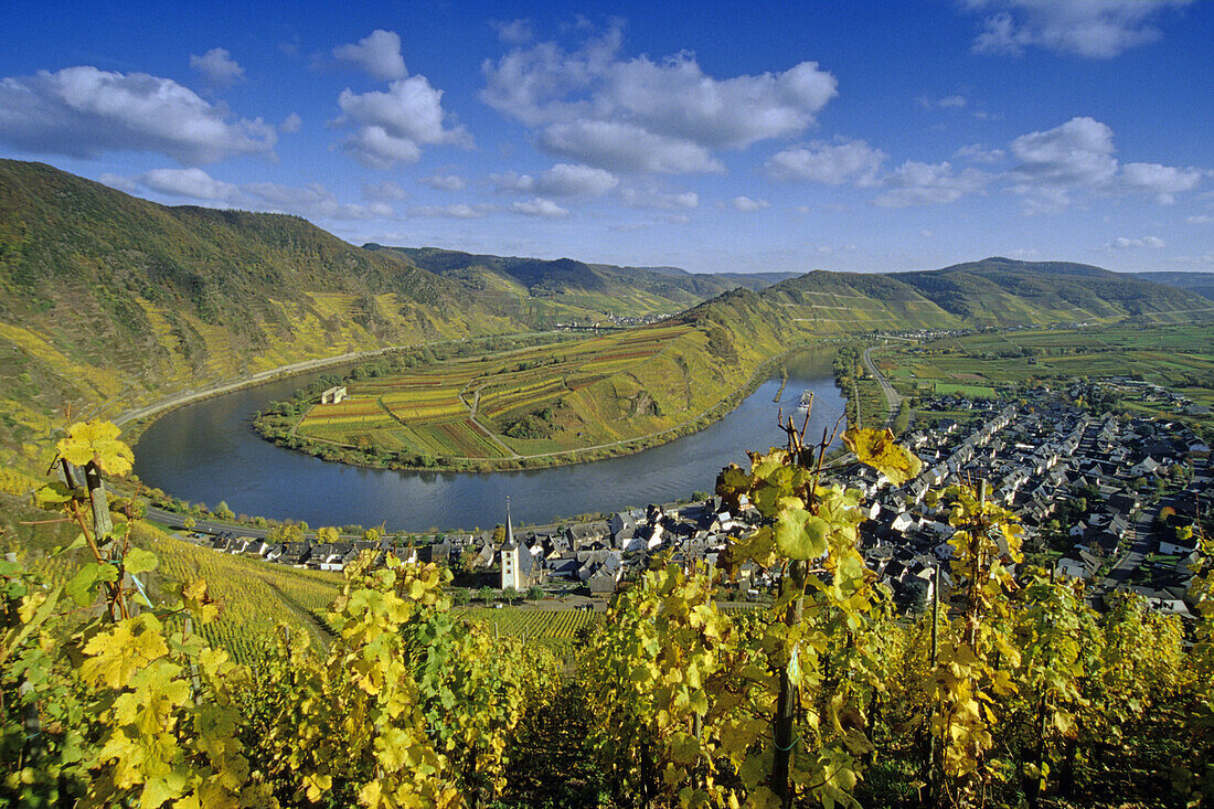Meander of river Moselle near Bremm, Rhineland Palatinate, Germany