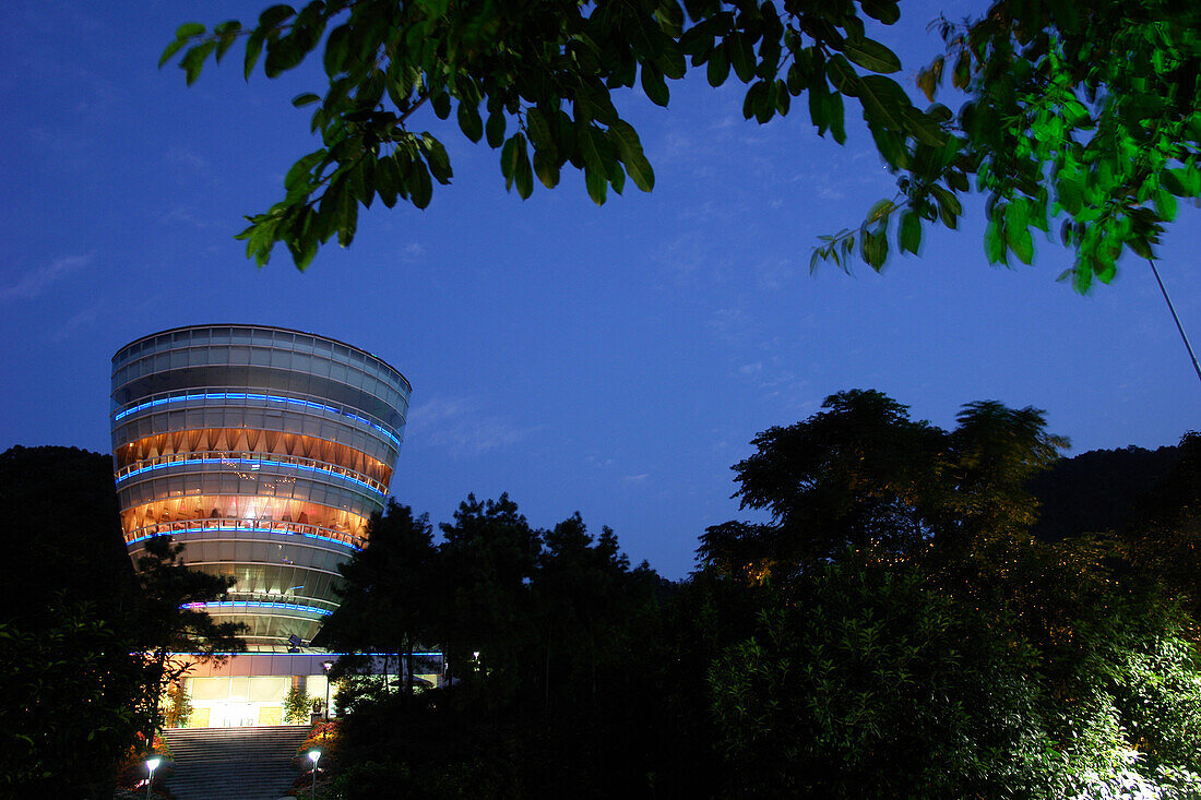 Illuminated view platform in the evening, Chongqing, China, Asia