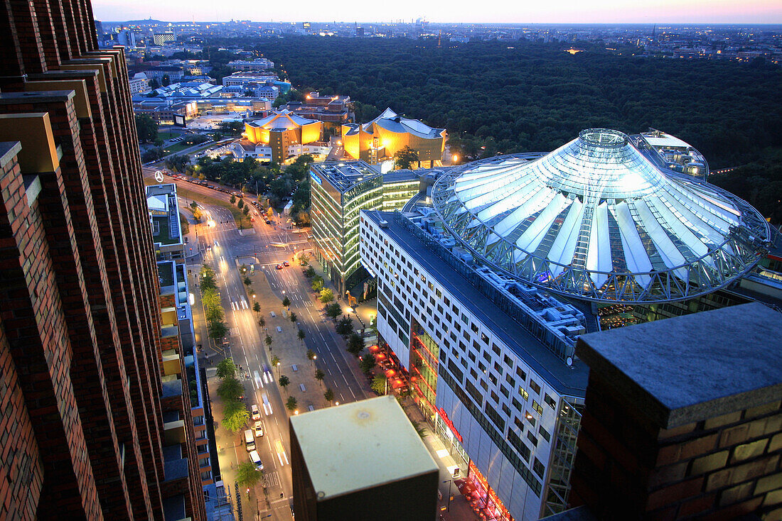 Sony Center in the evening, Berlin, Germany