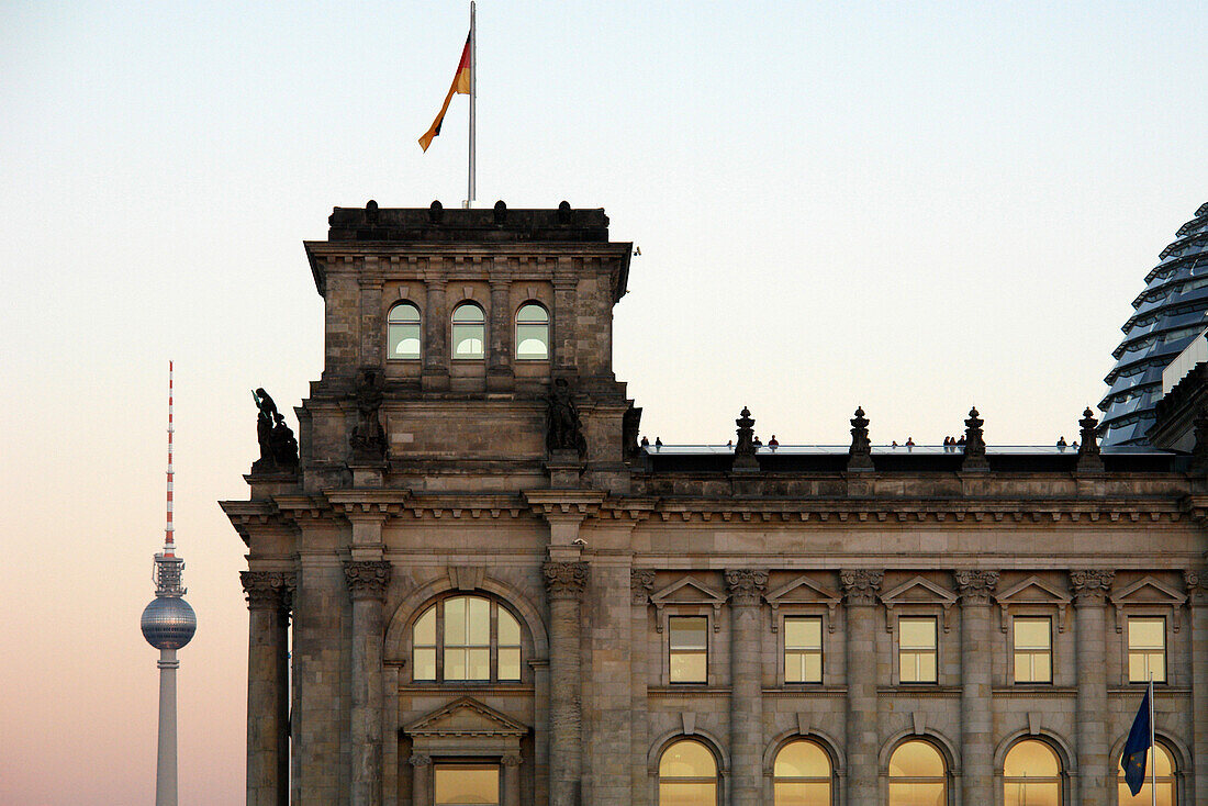 Television tower and Reichstag Building, Berlin, Germany