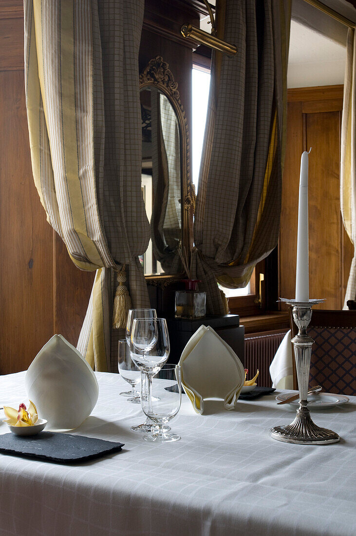 Ready laid table with table settings, Restaurant Hotel Fischerzunft, Schaffhausen, Switzerland