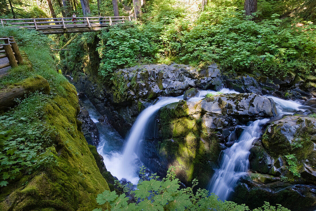 Wasserfall am Sol Duc River im Wald, Olympic Nationalpark, Washington, USA