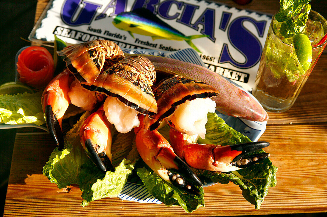 Close-up of a crab dish, Garcia's restaurant, Miami, Florida, USA
