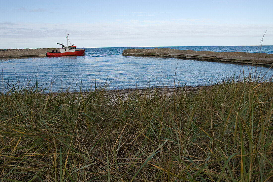 Küstenlandschaft und Hafen in der Nähe von Djauvik, Gotland, Schweden, Skandinavien, Europa