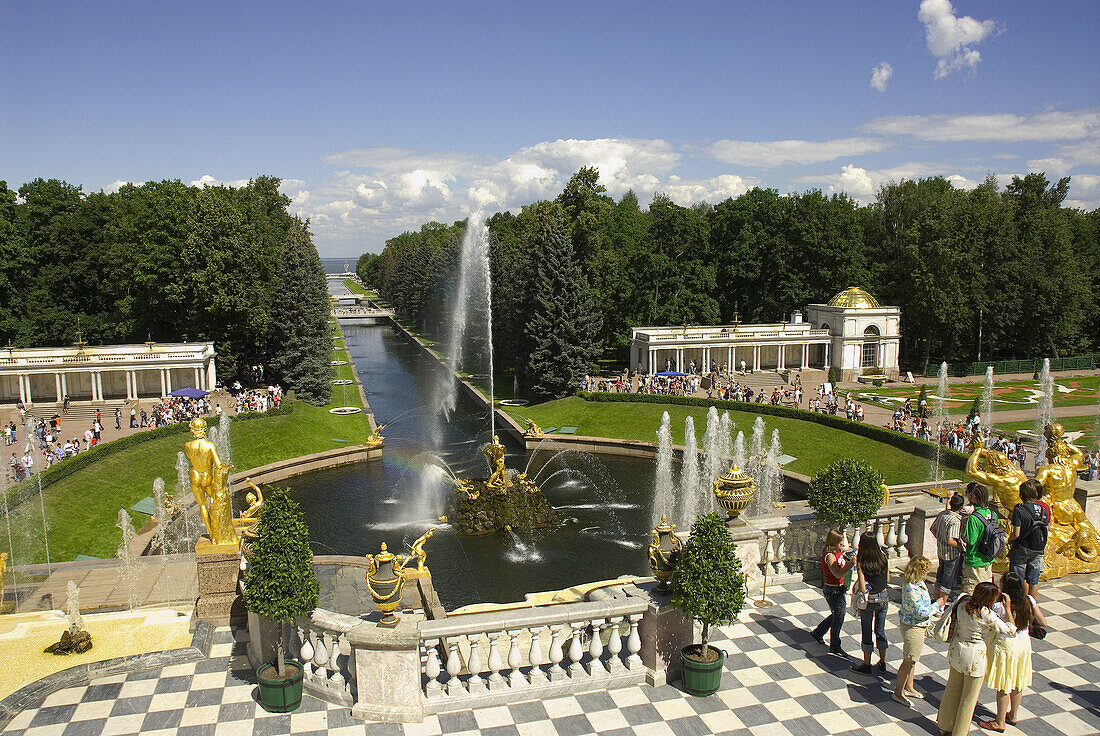 Russia. Petrodvorets. Peterhof Palace. Peter the Great's Summer Palace. Grand Cascade